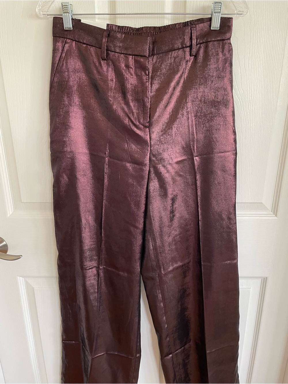 Banana Republic Satin Plum Wide-Leg Pants Size S